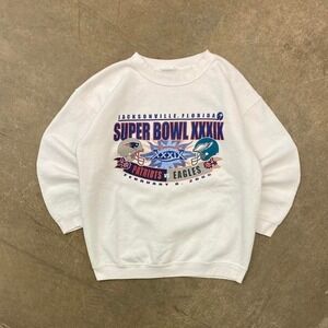 Vintage NFL Super Bowl XXXIX Patriots VS Eagles Jacksonville 2005 Crewneck L